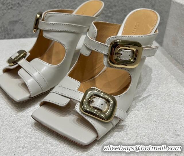 Trendy Design Bottega Veneta Stretch Buckle Leather Heel Mule Sandal 9.5cm White 0619035