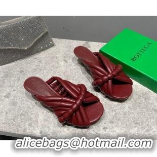 Buy Luxury Bottega Veneta Padded Leather Heel Slide Sandals 4cm Burgundy 0619051