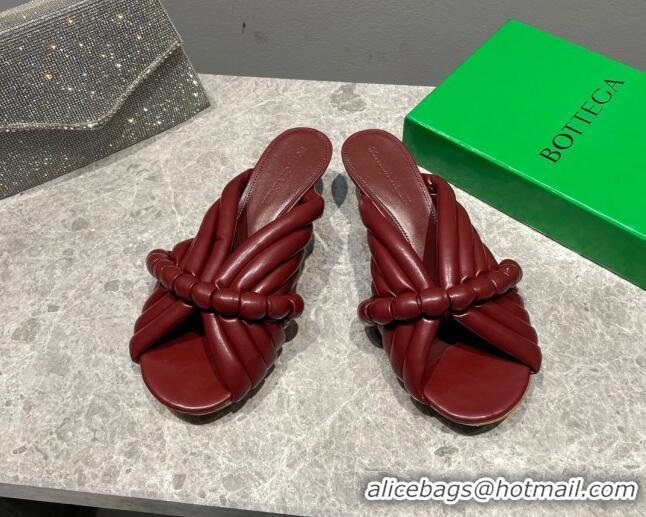 Buy Luxury Bottega Veneta Padded Leather Heel Slide Sandals 4cm Burgundy 0619051