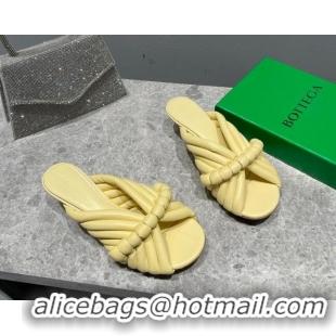 Grade Quality Bottega Veneta Padded Leather Heel Slide Sandals 4cm Yellow 0619053