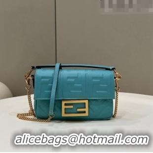 Buy Discount Fendi Baguette Mini Nappa Leather Bag 0191S Lake Blue 2023