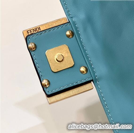 Buy Discount Fendi Baguette Mini Nappa Leather Bag 0191S Lake Blue 2023