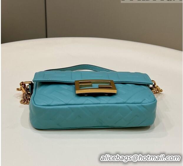 Buy Discount Fendi Baguette Mini Nappa Leather Bag 0191S Lake Blue 2023