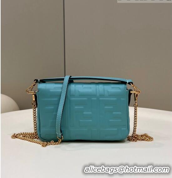 Buy Discount Fendi Baguette Mini Nappa Leather Bag 0191S Lake Blue 2023