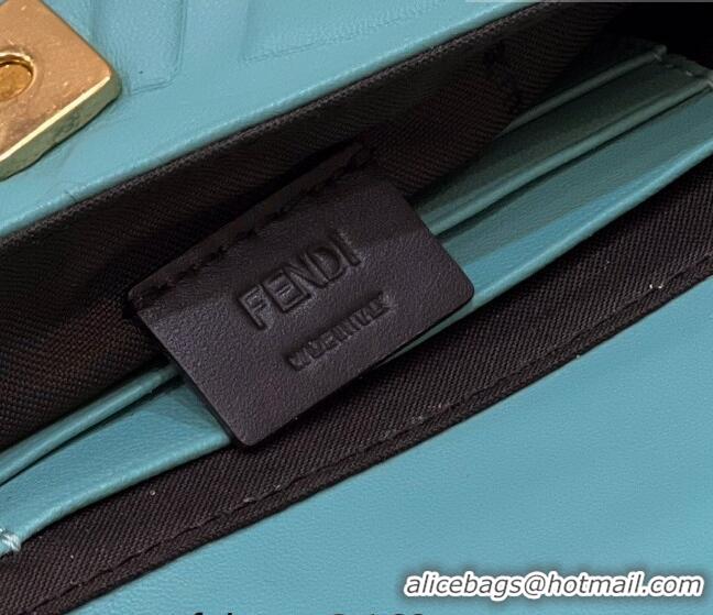 Buy Discount Fendi Baguette Mini Nappa Leather Bag 0191S Lake Blue 2023