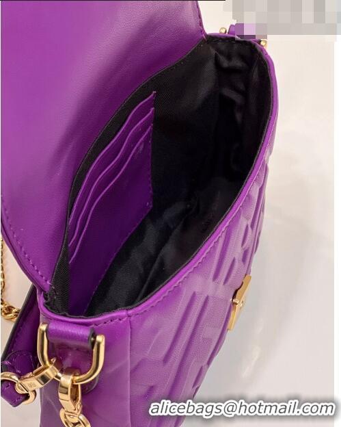 Hot Sell Cheap Fendi Baguette Mini Nappa Leather Bag 0191S Dark Purple 2023