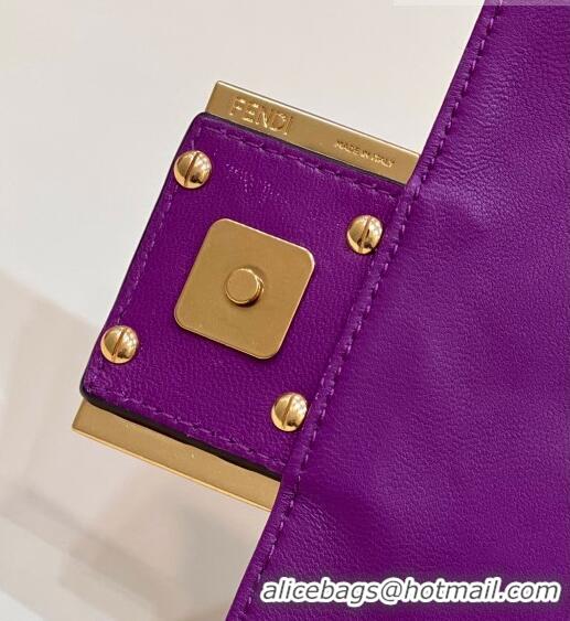 Hot Sell Cheap Fendi Baguette Mini Nappa Leather Bag 0191S Dark Purple 2023