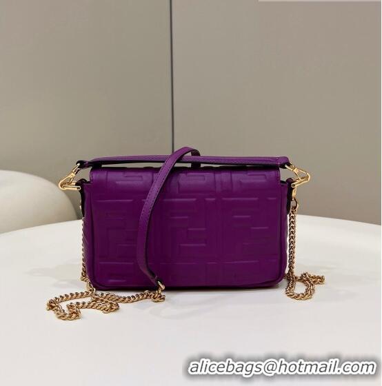 Hot Sell Cheap Fendi Baguette Mini Nappa Leather Bag 0191S Dark Purple 2023