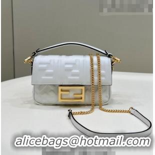 New Style Fendi Baguette Mini Nappa Leather Bag 0135S White 2023