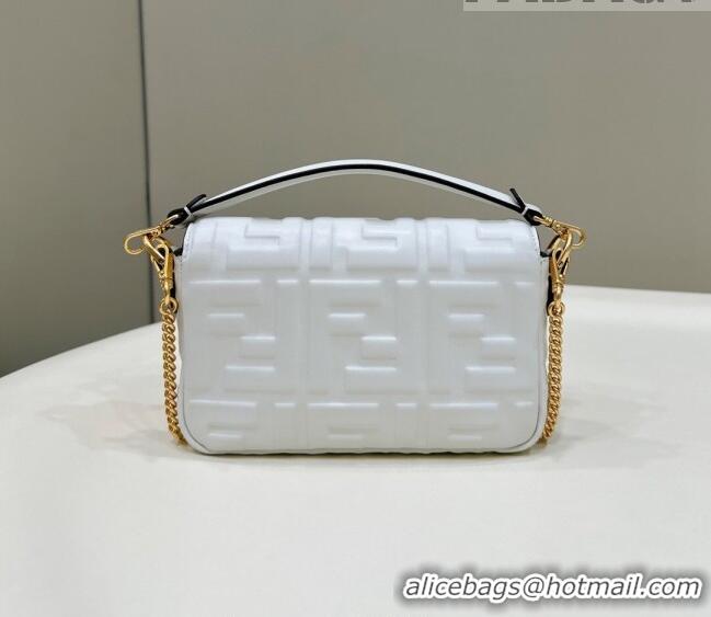 New Style Fendi Baguette Mini Nappa Leather Bag 0135S White 2023