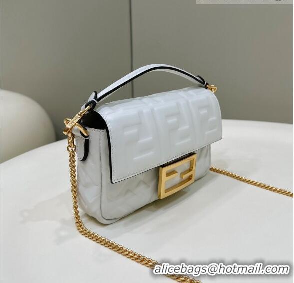 New Style Fendi Baguette Mini Nappa Leather Bag 0135S White 2023