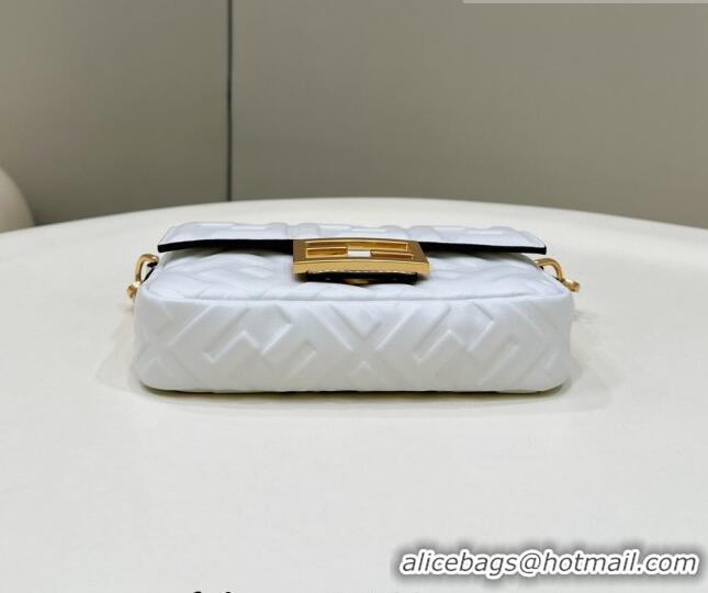 New Style Fendi Baguette Mini Nappa Leather Bag 0135S White 2023