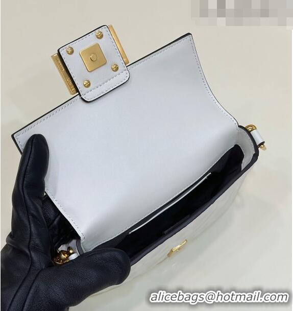 New Style Fendi Baguette Mini Nappa Leather Bag 0135S White 2023