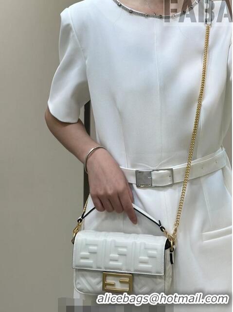 New Style Fendi Baguette Mini Nappa Leather Bag 0135S White 2023