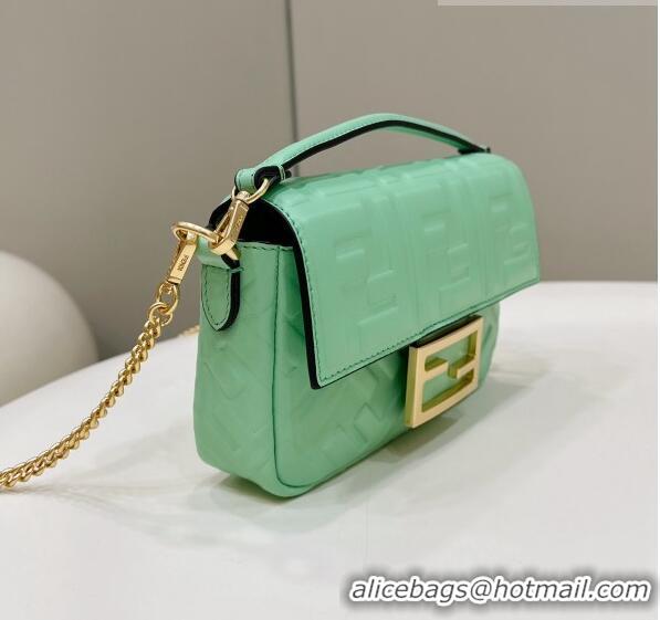 Low Cost Fendi Baguette Mini Nappa Leather Bag 0135S Light Green 2023