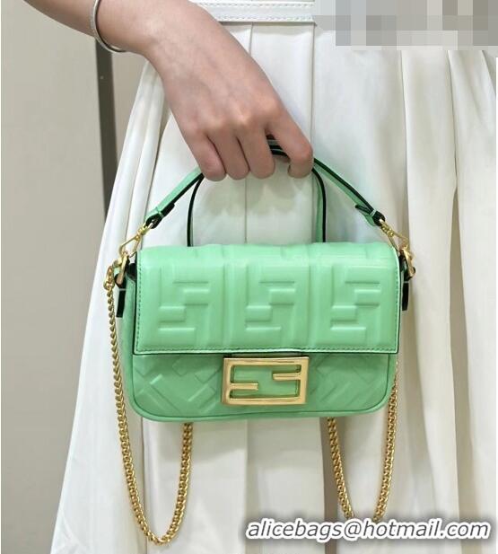 Low Cost Fendi Baguette Mini Nappa Leather Bag 0135S Light Green 2023