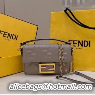 Inexpensive Fendi Baguette Mini Nappa Leather Bag 0135S Grey 2 2023