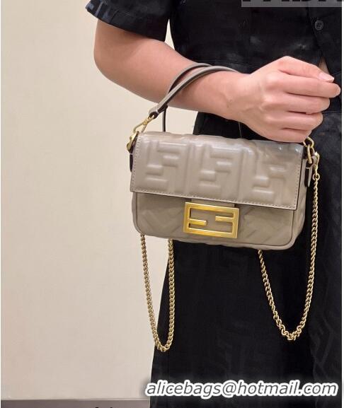 Inexpensive Fendi Baguette Mini Nappa Leather Bag 0135S Grey 2 2023