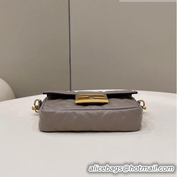 Inexpensive Fendi Baguette Mini Nappa Leather Bag 0135S Grey 2 2023