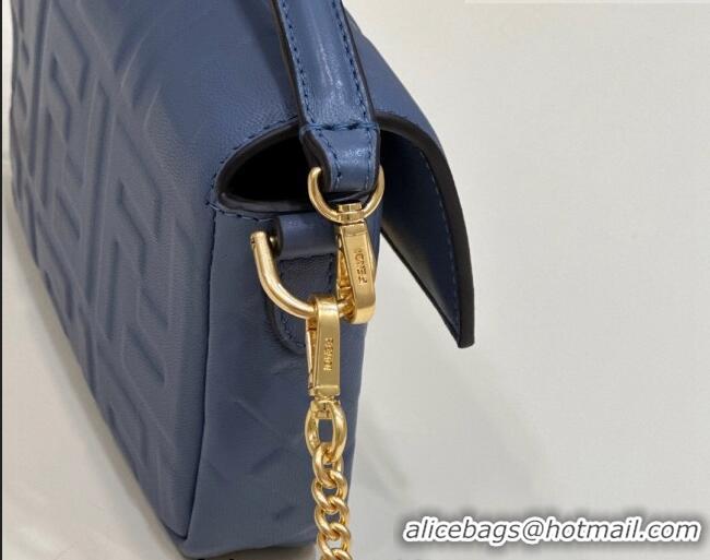 Famous Brand Fendi Baguette Mini Nappa Leather Bag 0135S Denim Blue 2023