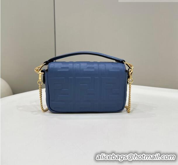 Famous Brand Fendi Baguette Mini Nappa Leather Bag 0135S Denim Blue 2023