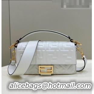 Top Quality Design Fendi Baguette Medium Nappa Leather Bag 0135AM White 2023