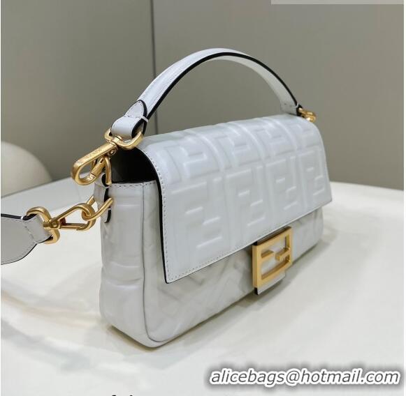 Top Quality Design Fendi Baguette Medium Nappa Leather Bag 0135AM White 2023