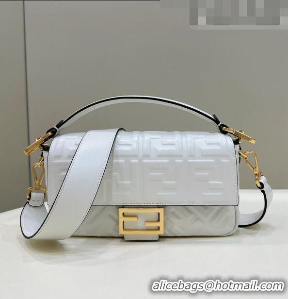 Top Quality Design Fendi Baguette Medium Nappa Leather Bag 0135AM White 2023