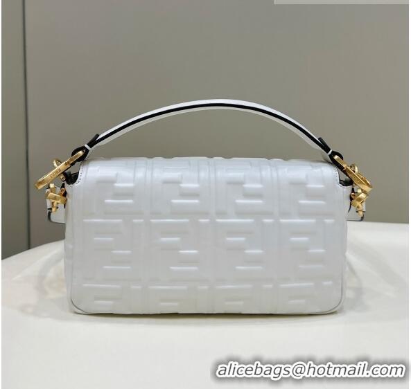 Top Quality Design Fendi Baguette Medium Nappa Leather Bag 0135AM White 2023