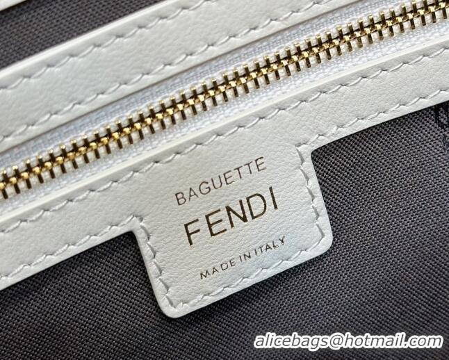 Top Quality Design Fendi Baguette Medium Nappa Leather Bag 0135AM White 2023