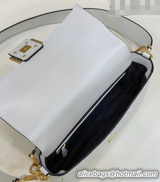 Top Quality Design Fendi Baguette Medium Nappa Leather Bag 0135AM White 2023