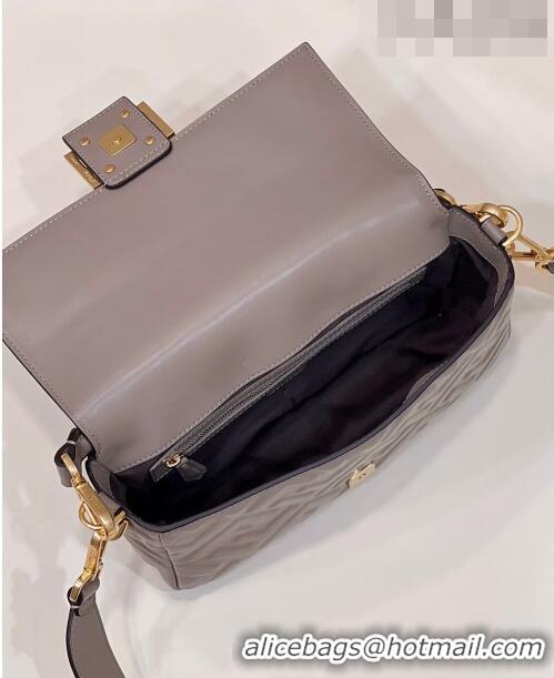 Best Luxury Fendi Baguette Medium Nappa Leather Bag 0135AM Grey 2023