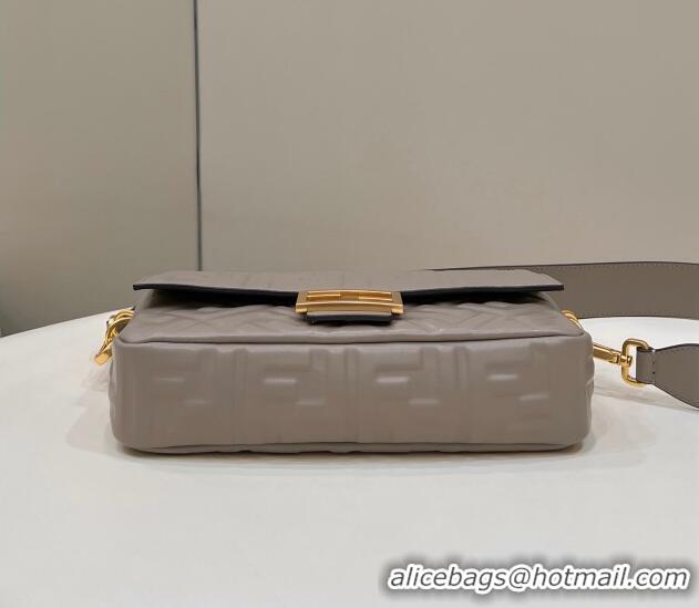 Best Luxury Fendi Baguette Medium Nappa Leather Bag 0135AM Grey 2023