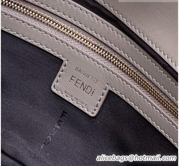 Best Luxury Fendi Baguette Medium Nappa Leather Bag 0135AM Grey 2023