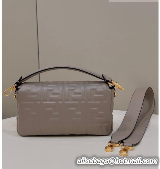 Best Luxury Fendi Baguette Medium Nappa Leather Bag 0135AM Grey 2023