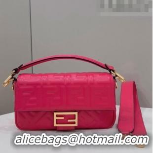 Best Quality Fendi Baguette Medium Nappa Leather Bag 0135AM Dark Pink 2023