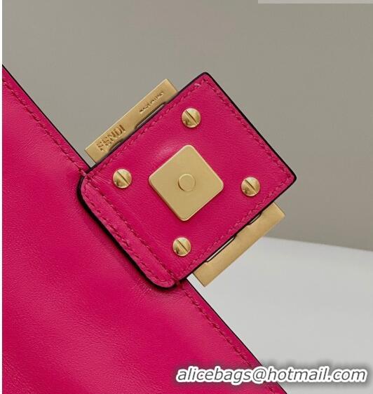 Best Quality Fendi Baguette Medium Nappa Leather Bag 0135AM Dark Pink 2023