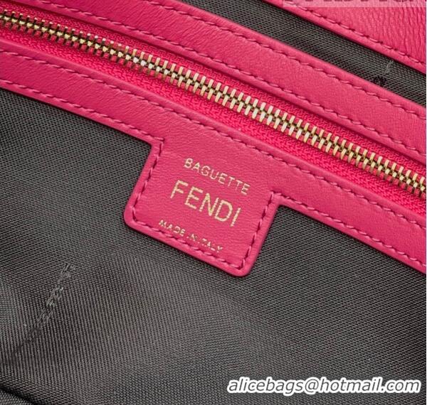 Best Quality Fendi Baguette Medium Nappa Leather Bag 0135AM Dark Pink 2023