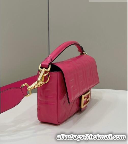 Best Quality Fendi Baguette Medium Nappa Leather Bag 0135AM Dark Pink 2023