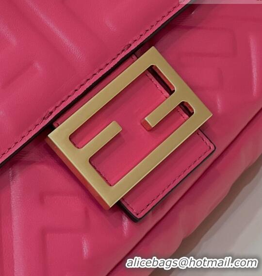 Best Quality Fendi Baguette Medium Nappa Leather Bag 0135AM Dark Pink 2023