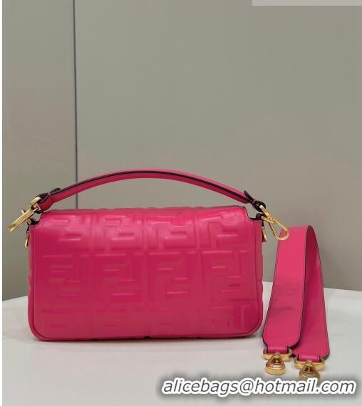 Best Quality Fendi Baguette Medium Nappa Leather Bag 0135AM Dark Pink 2023