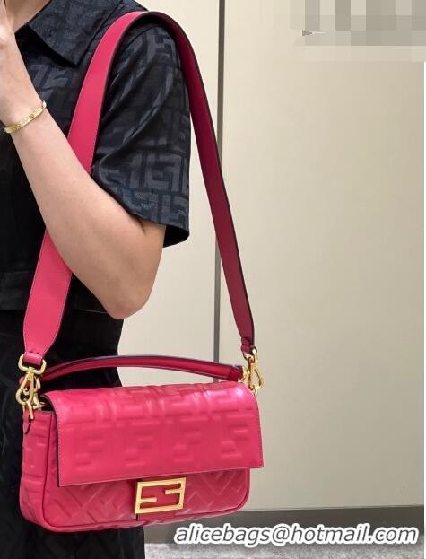 Best Quality Fendi Baguette Medium Nappa Leather Bag 0135AM Dark Pink 2023