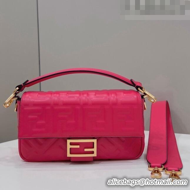 Best Quality Fendi Baguette Medium Nappa Leather Bag 0135AM Dark Pink 2023