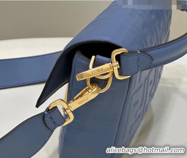 Unique Grade Fendi Baguette Medium Nappa Leather Bag 0135AM Denim Blue 2023