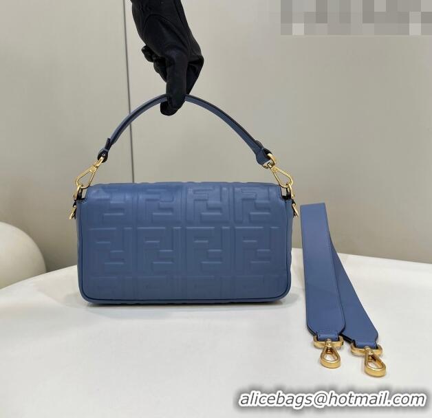 Unique Grade Fendi Baguette Medium Nappa Leather Bag 0135AM Denim Blue 2023