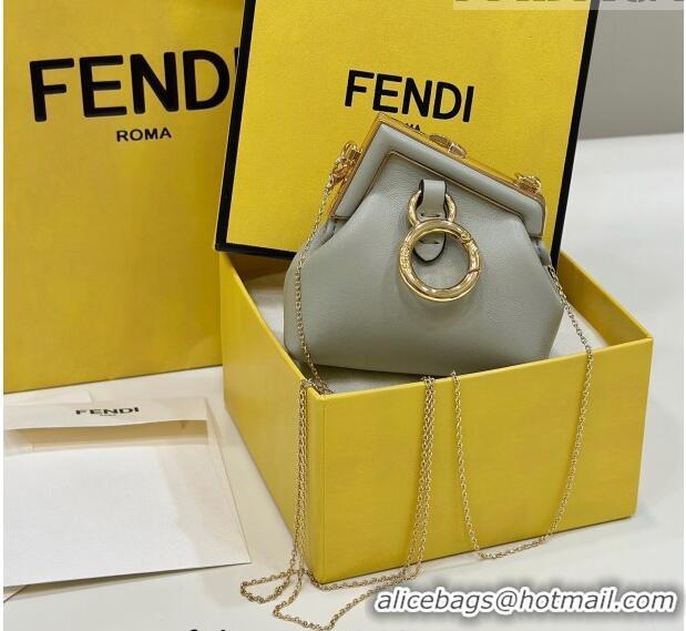 Inexpensive Design Fendi First Nano Bag Charm in Nappa Leather 80018S Light Green 2023