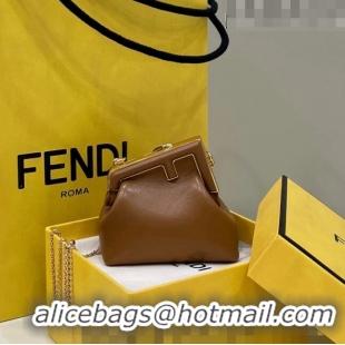 New Style Fendi First Nano Bag Charm in Nappa Leather 80018S Clay Brown 2023