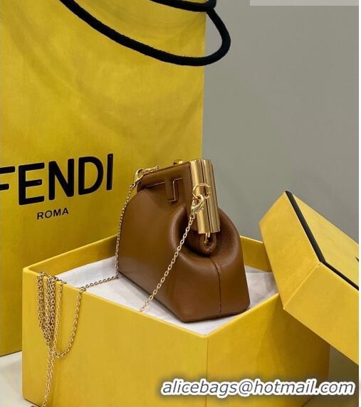 New Style Fendi First Nano Bag Charm in Nappa Leather 80018S Clay Brown 2023