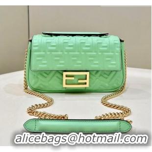 Buy Promotional Fendi Baguette Chain Midi Bag in FF Lambskin 8533 Light Green 2023