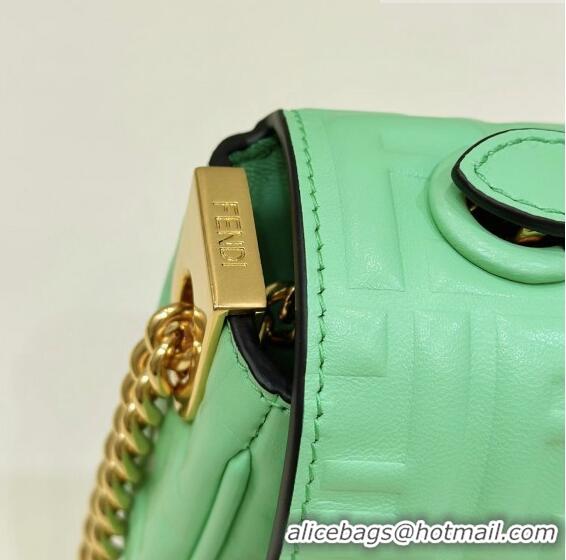 Buy Promotional Fendi Baguette Chain Midi Bag in FF Lambskin 8533 Light Green 2023